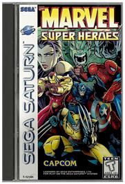 Box cover for Marvel Super Heroes on the Sega Saturn.