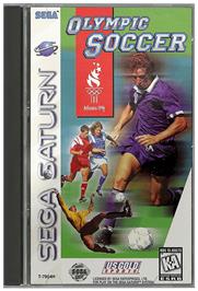 Box cover for Olympic Soccer on the Sega Saturn.