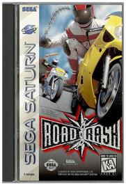 Box cover for Road Rash on the Sega Saturn.