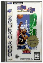 Box cover for Slam 'N Jam '96 Featuring Magic & Kareem on the Sega Saturn.