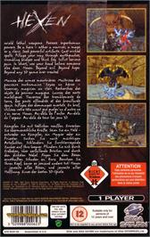 Box back cover for Hexen on the Sega Saturn.
