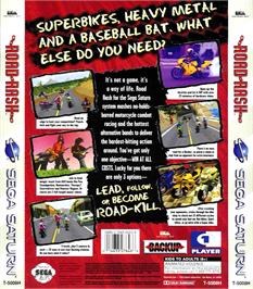 Box back cover for Road Rash on the Sega Saturn.