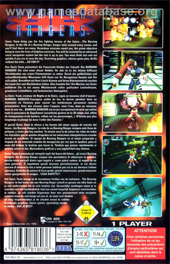 Burning Rangers - Sega Saturn - Artwork - Box Back
