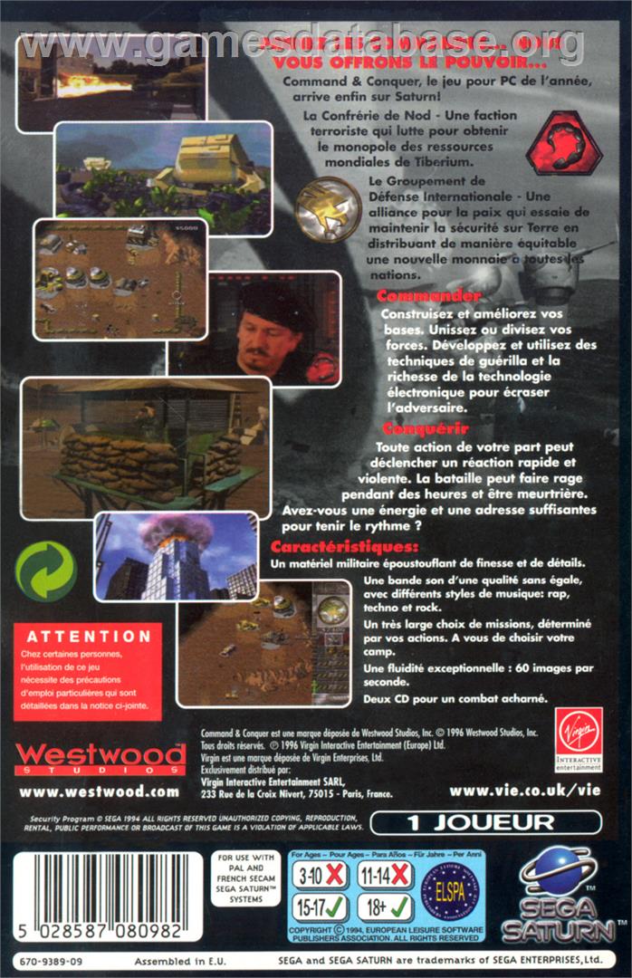 Command & Conquer: Teil 1: Der Tiberiumkonflikt - Sega Saturn - Artwork - Box Back