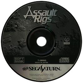 Artwork on the Disc for Assault Rigs on the Sega Saturn.