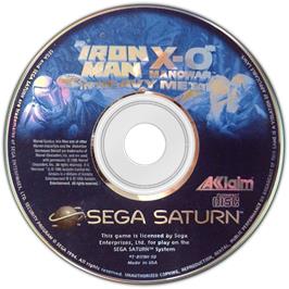 Artwork on the Disc for Iron Man / X-O Manowar in Heavy Metal on the Sega Saturn.