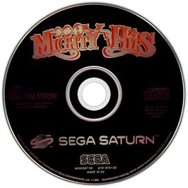 Artwork on the Disc for Mighty Hits on the Sega Saturn.