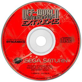 Artwork on the Disc for Off-World Interceptor Extreme on the Sega Saturn.