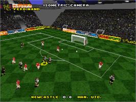 In game image of Actua Soccer on the Sega Saturn.