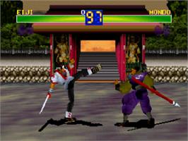 In game image of Battle Arena Toshinden Remix on the Sega Saturn.