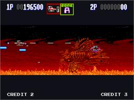 In game image of Darius II on the Sega Saturn.