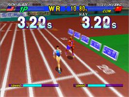 In game image of Decathlete on the Sega Saturn.