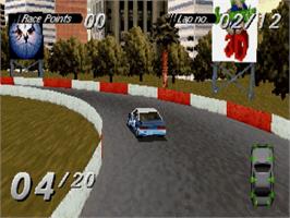 In game image of Destruction Derby on the Sega Saturn.