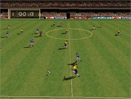 In game image of FIFA 96 on the Sega Saturn.