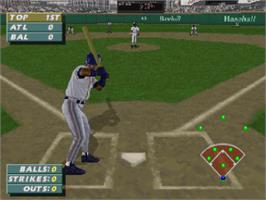 In game image of Frank Thomas Big Hurt Baseball on the Sega Saturn.