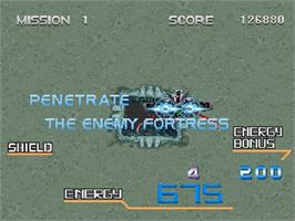 In game image of Galaxy Force 2 on the Sega Saturn.