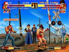 In game image of King of Fighters '96, The on the Sega Saturn.
