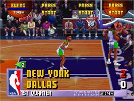 In game image of NBA Jam TE on the Sega Saturn.