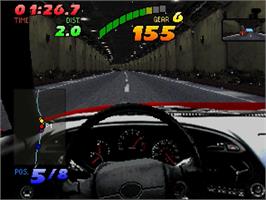 In game image of Need for Speed on the Sega Saturn.
