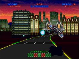 In game image of Night Striker S on the Sega Saturn.