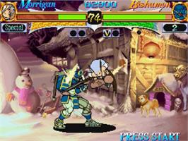 In game image of Night Warriors: Darkstalkers' Revenge on the Sega Saturn.