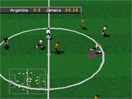 In game image of Olympic Soccer on the Sega Saturn.