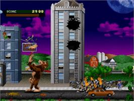 In game image of Rampage: World Tour on the Sega Saturn.
