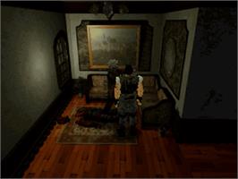 In game image of Resident Evil on the Sega Saturn.