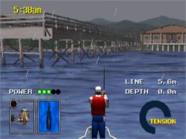 In game image of Sea Bass Fishing on the Sega Saturn.
