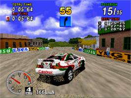 In game image of Sega Rally Championship on the Sega Saturn.