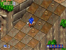 In game image of Sonic 3D Blast on the Sega Saturn.