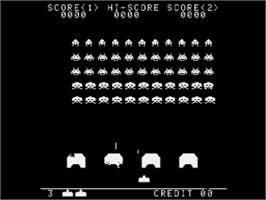 In game image of Space Invaders on the Sega Saturn.