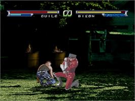 In game image of Street Fighter: The Movie on the Sega Saturn.