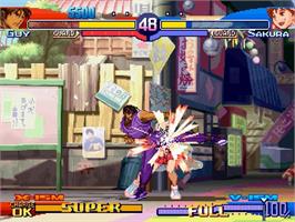 In game image of Street Fighter Alpha 3 on the Sega Saturn.