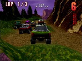 In game image of TNN Motor Sports Hardcore 4x4 on the Sega Saturn.
