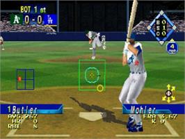 In game image of World Series Baseball '98 on the Sega Saturn.