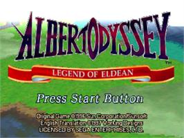 Title screen of Albert Odyssey: Legend of Eldean on the Sega Saturn.