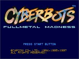 Title screen of Cyberbots: Full Metal Madness on the Sega Saturn.