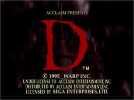 Title screen of D on the Sega Saturn.