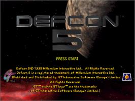 Title screen of Defcon 5 on the Sega Saturn.