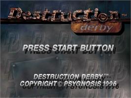 Title screen of Destruction Derby on the Sega Saturn.