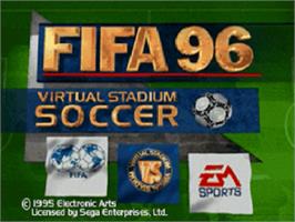 Title screen of FIFA 96 on the Sega Saturn.