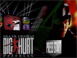 Title screen of Frank Thomas Big Hurt Baseball on the Sega Saturn.