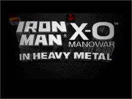 Title screen of Iron Man / X-O Manowar in Heavy Metal on the Sega Saturn.