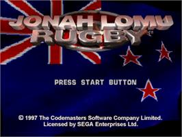 Title screen of Jonah Lomu Rugby on the Sega Saturn.