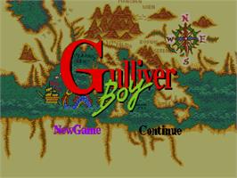 Title screen of Kuusou Kagaku Sekai Gulliver Boy on the Sega Saturn.