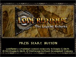 Title screen of Lode Runner: The Legend Returns on the Sega Saturn.