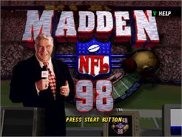 Title screen of Madden NFL '98 on the Sega Saturn.