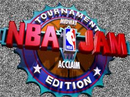 Title screen of NBA Jam TE on the Sega Saturn.