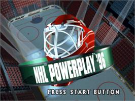 Title screen of NHL Powerplay '96 on the Sega Saturn.